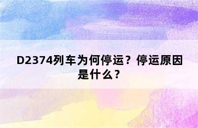 D2374列车为何停运？停运原因是什么？