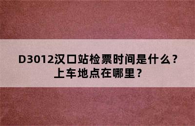 D3012汉口站检票时间是什么？上车地点在哪里？