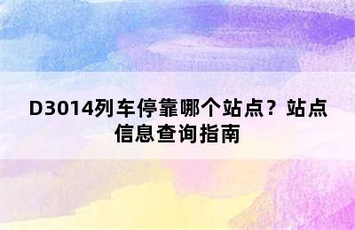 D3014列车停靠哪个站点？站点信息查询指南