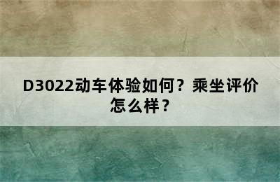 D3022动车体验如何？乘坐评价怎么样？