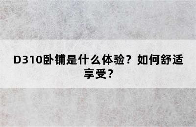 D310卧铺是什么体验？如何舒适享受？