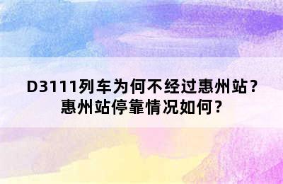 D3111列车为何不经过惠州站？惠州站停靠情况如何？