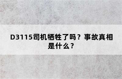 D3115司机牺牲了吗？事故真相是什么？