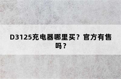 D3125充电器哪里买？官方有售吗？