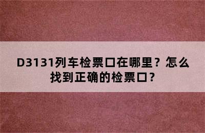 D3131列车检票口在哪里？怎么找到正确的检票口？