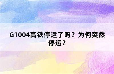 G1004高铁停运了吗？为何突然停运？