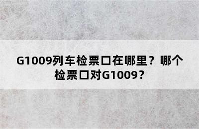 G1009列车检票口在哪里？哪个检票口对G1009？