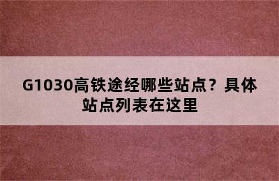 G1030高铁途经哪些站点？具体站点列表在这里