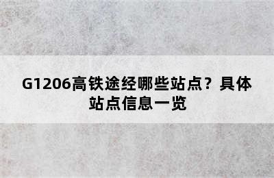 G1206高铁途经哪些站点？具体站点信息一览