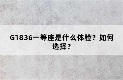 G1836一等座是什么体验？如何选择？