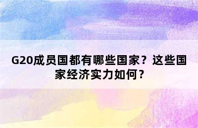 G20成员国都有哪些国家？这些国家经济实力如何？