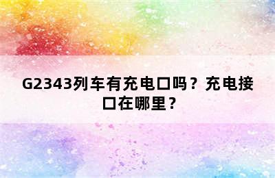 G2343列车有充电口吗？充电接口在哪里？