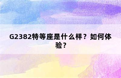 G2382特等座是什么样？如何体验？