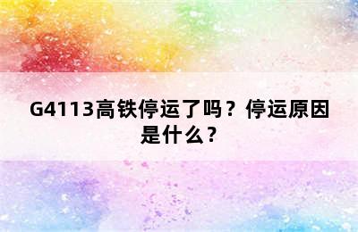 G4113高铁停运了吗？停运原因是什么？