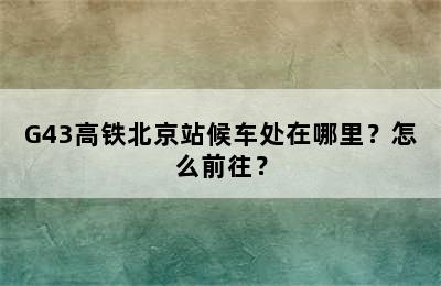G43高铁北京站候车处在哪里？怎么前往？