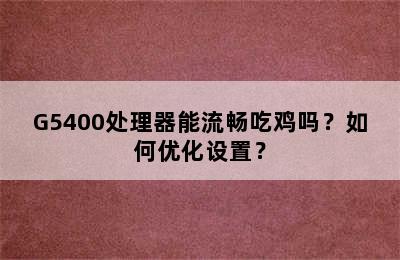 G5400处理器能流畅吃鸡吗？如何优化设置？