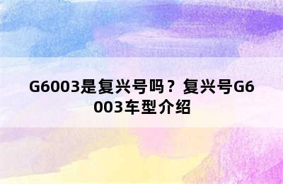 G6003是复兴号吗？复兴号G6003车型介绍
