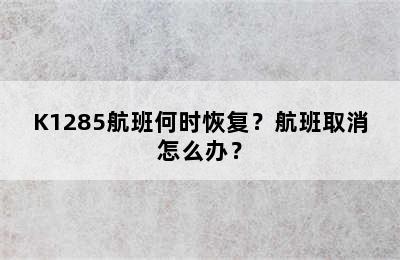 K1285航班何时恢复？航班取消怎么办？