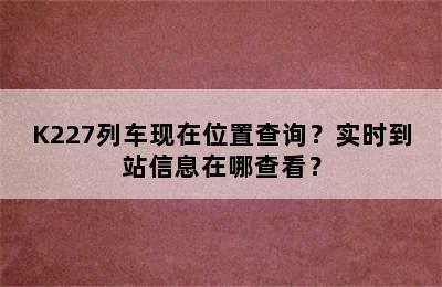 K227列车现在位置查询？实时到站信息在哪查看？