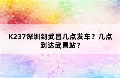 K237深圳到武昌几点发车？几点到达武昌站？