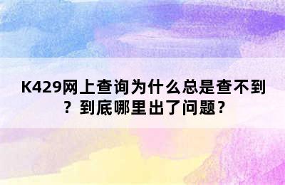 K429网上查询为什么总是查不到？到底哪里出了问题？