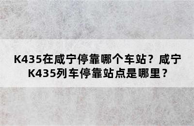 K435在咸宁停靠哪个车站？咸宁K435列车停靠站点是哪里？