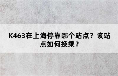 K463在上海停靠哪个站点？该站点如何换乘？