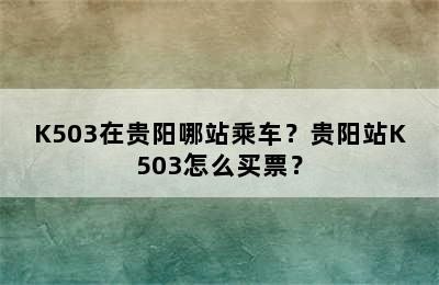 K503在贵阳哪站乘车？贵阳站K503怎么买票？