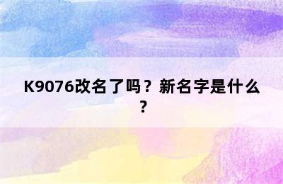 K9076改名了吗？新名字是什么？