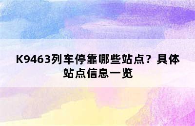 K9463列车停靠哪些站点？具体站点信息一览