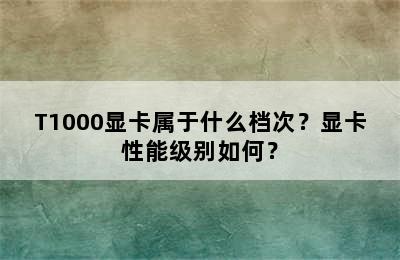 T1000显卡属于什么档次？显卡性能级别如何？