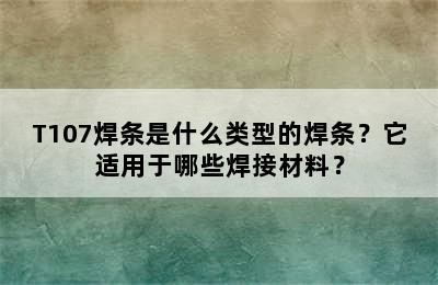 T107焊条是什么类型的焊条？它适用于哪些焊接材料？