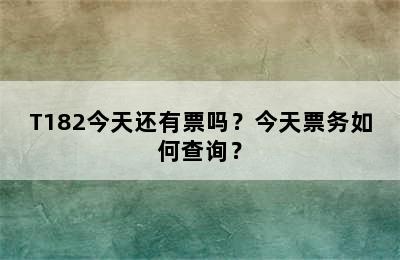 T182今天还有票吗？今天票务如何查询？