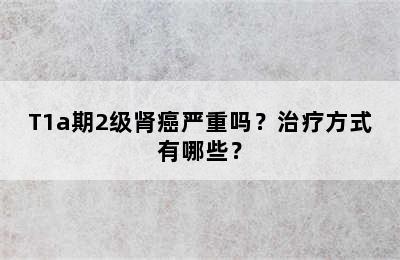 T1a期2级肾癌严重吗？治疗方式有哪些？