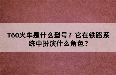 T60火车是什么型号？它在铁路系统中扮演什么角色？