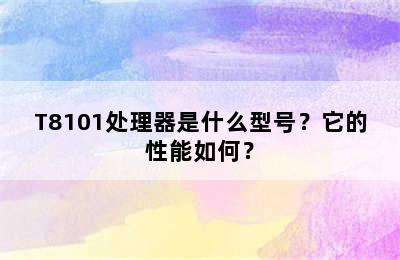 T8101处理器是什么型号？它的性能如何？