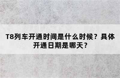 T8列车开通时间是什么时候？具体开通日期是哪天？