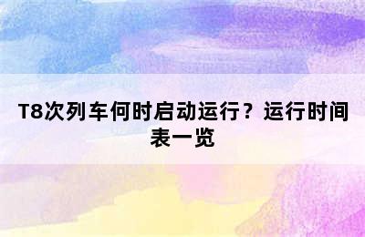 T8次列车何时启动运行？运行时间表一览