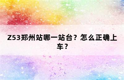 Z53郑州站哪一站台？怎么正确上车？