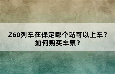 Z60列车在保定哪个站可以上车？如何购买车票？