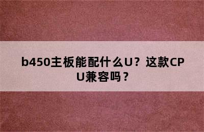 b450主板能配什么U？这款CPU兼容吗？