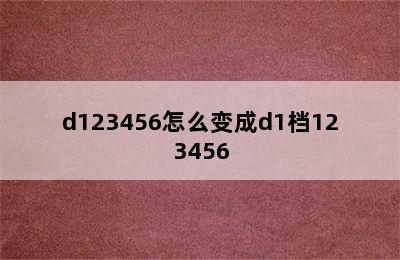 d123456怎么变成d1档123456