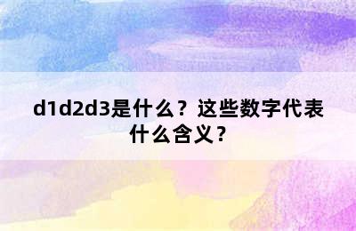 d1d2d3是什么？这些数字代表什么含义？