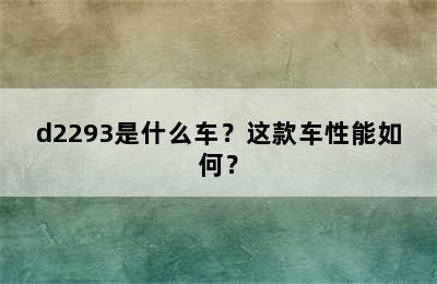 d2293是什么车？这款车性能如何？