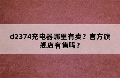 d2374充电器哪里有卖？官方旗舰店有售吗？