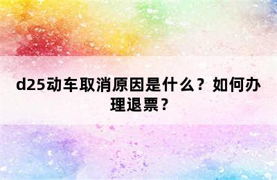 d25动车取消原因是什么？如何办理退票？