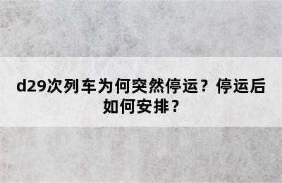 d29次列车为何突然停运？停运后如何安排？