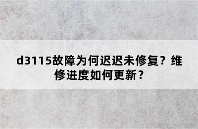 d3115故障为何迟迟未修复？维修进度如何更新？