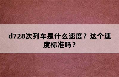 d728次列车是什么速度？这个速度标准吗？