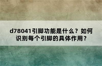 d78041引脚功能是什么？如何识别每个引脚的具体作用？